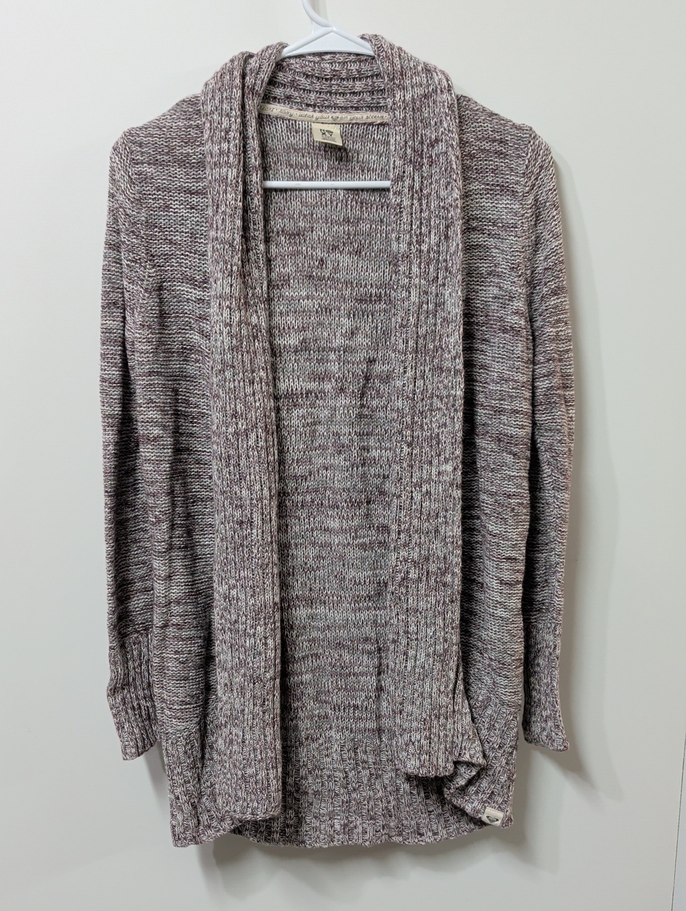 Roxy Marled Knit Draped Shawl Collar Open-Front Cardigan